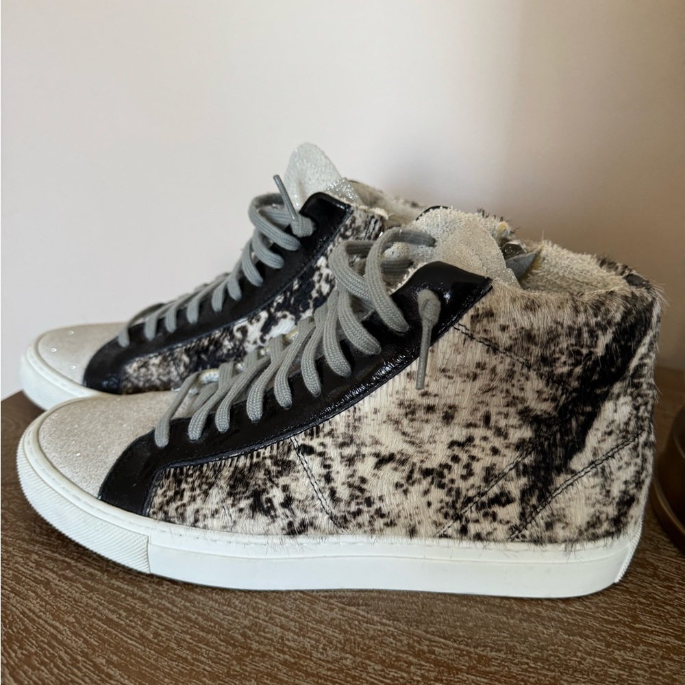 P448 Ponyhair Women's Black and Gray High-Top Sneakers